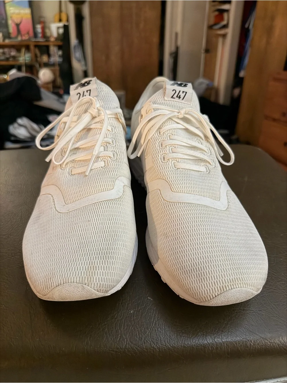New Balance All-White Mesh Athletic Sneakers